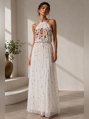 bcbg white long dress BCBG MaxAzria Lourie Dress WMNS 10 Ivory Lace Maxi Romantic Boho Festival  Formal